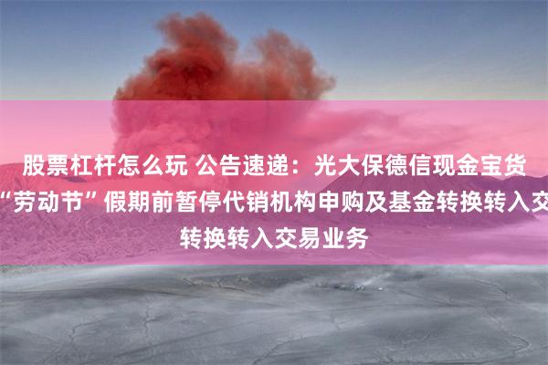 股票杠杆怎么玩 公告速递：光大保德信现金宝货币基金“劳动节”假期前暂停代销机构申购及基金转换转入交易业务