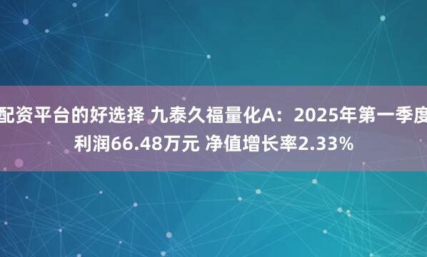 配资平台的好选择 九泰久福量化A：2025年第一季度利润66.48万元 净值增长率2.33%