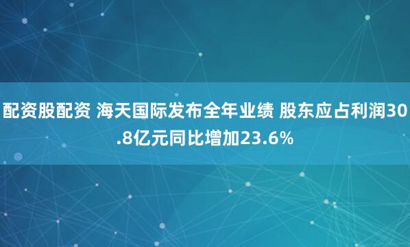 配资股配资 海天国际发布全年业绩 股东应占利润30.8亿元同比增加23.6%
