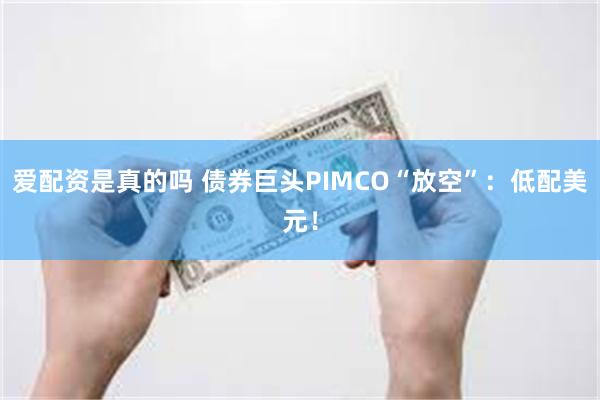 爱配资是真的吗 债券巨头PIMCO“放空”：低配美元！