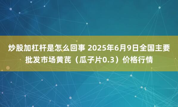 炒股加杠杆是怎么回事 2025年6月9日全国主要批发市场黄芪（瓜子片0.3）价格行情
