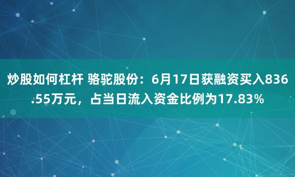 炒股如何杠杆 骆驼股份：6月17日获融资买入836.55万元，占当日流入资金比例为17.83%